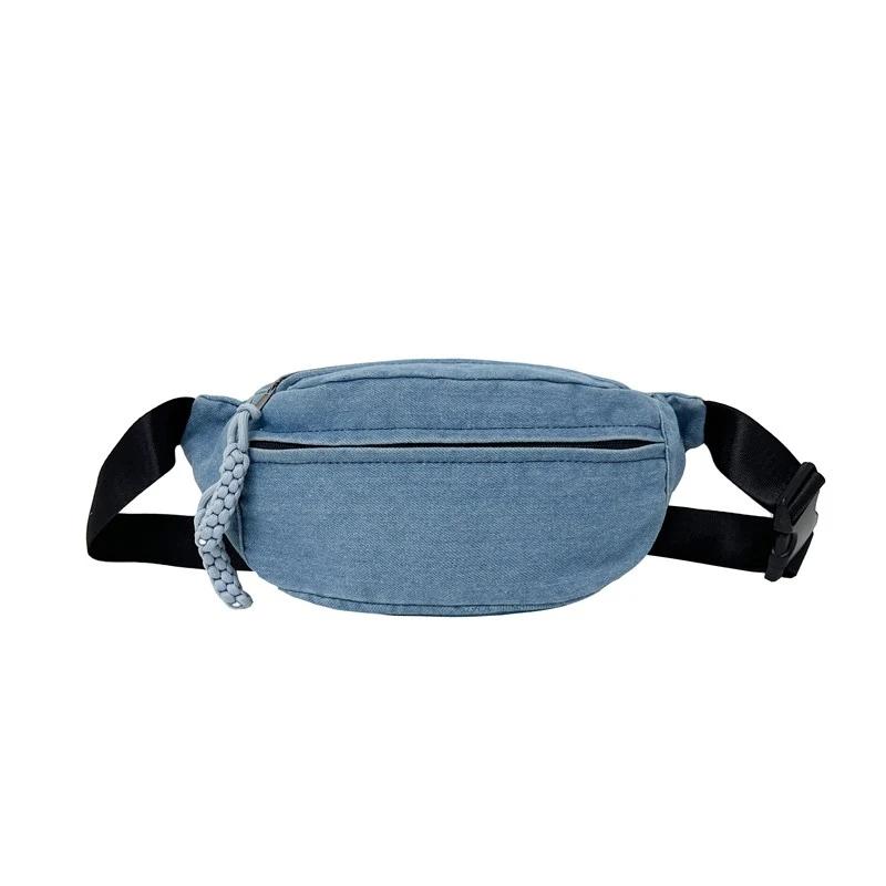 Zippered Waist Bag for Ladies  High-quality Denim Bags  Pendular and Leisure  Versatile and Leisure