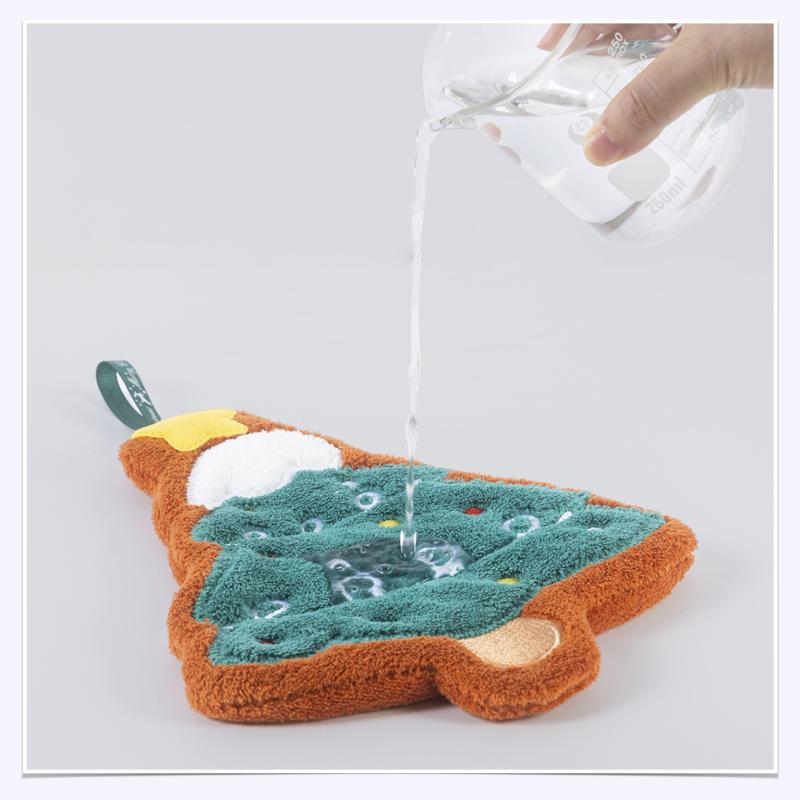 Christmas Hand Towel Kitchen Absorbent Cleaning Cloth Hanging Quick Drying Rag Bathroom Snowman Santa Claus Hand Cloth
