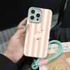 Striped Duck Strap Rope Phone Case For iPhone 17 16 15 14 13 12 11 Pro Max 16 15 14 Plus 17 16 15 Pro 17Air Silicone Matte Cover