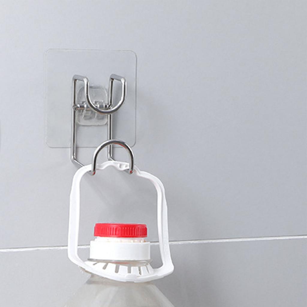 Adhesive Hooks Stainless Steel Punch Free Wall Mounted Sticky Wall Hangers for Kitchen Bathroom
