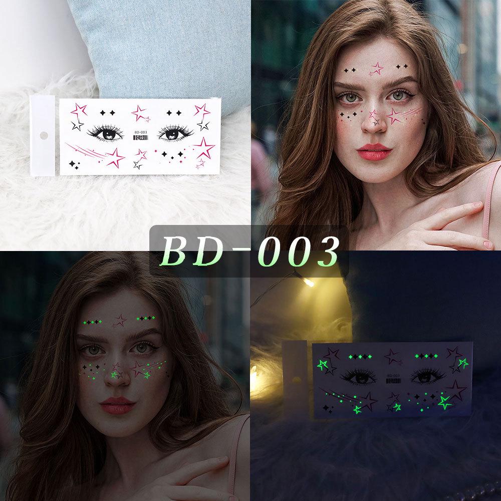 Cross-Border Luminous Music Festival Makeup Tattoos - Cartoon Beauty Face Stickers for Parties 158*75mm