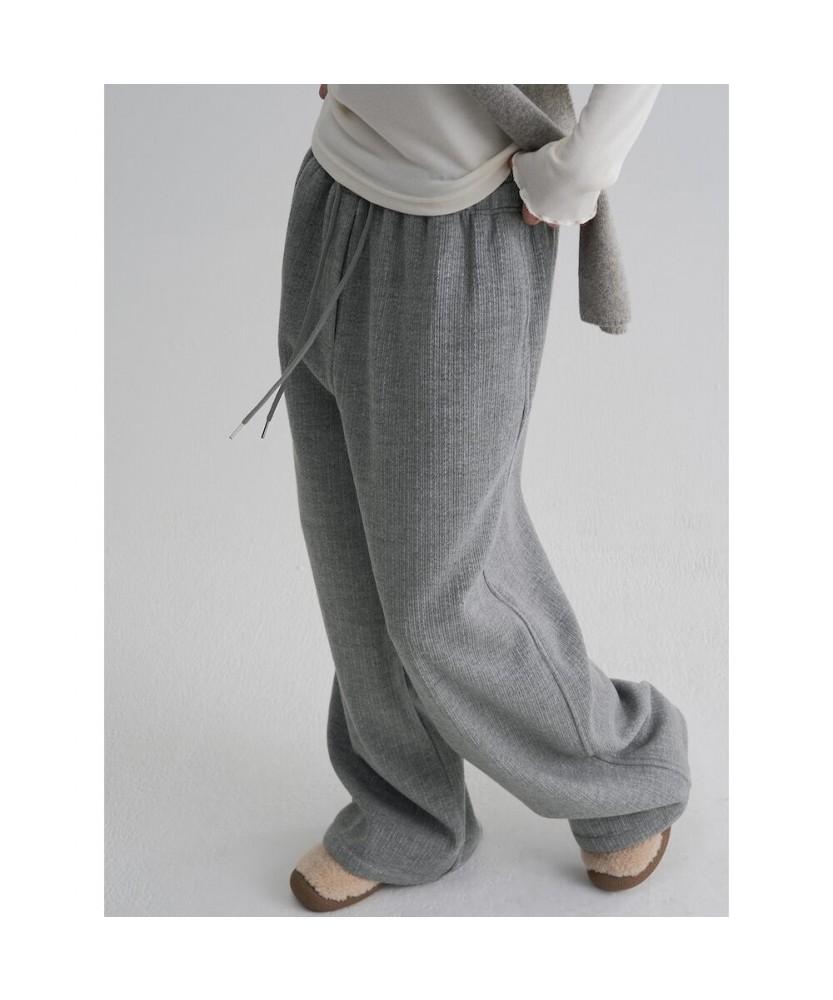 8SECONDS Knit-Like Texture Elastic Waist Pants Gray