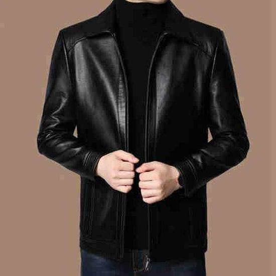 Herren Winter Lederjacke mit Fleece Futter - Für mittleres und älteres Alter.