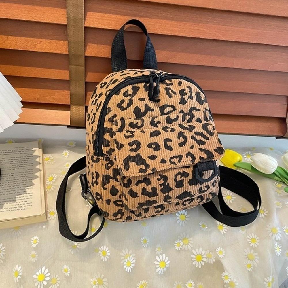 Fashion Large Capacity Shoulder Bag Leopard Print Wear-resistant Mini Rucksack Lightweight Square Bag