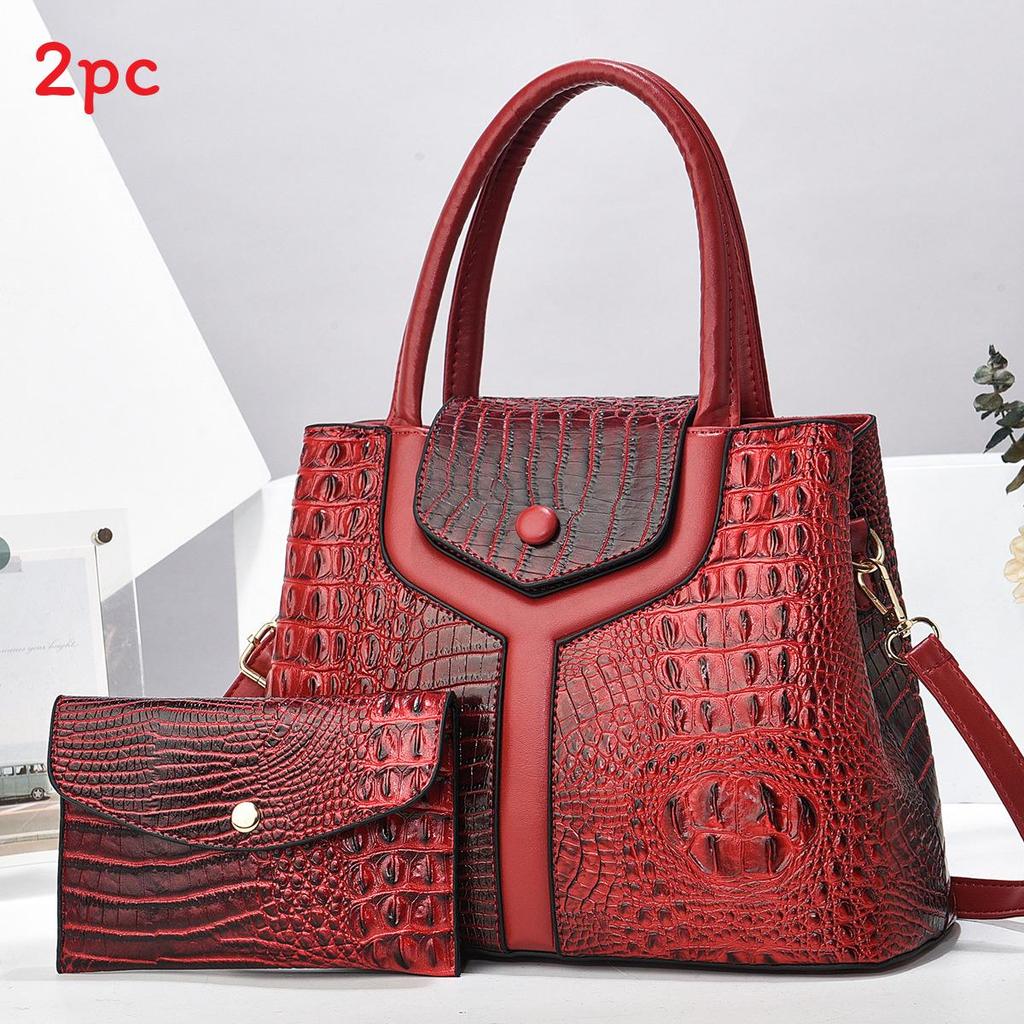 Borsa Tote Moda Transfrontaliera da Donna con Fantasia Coccodrillo ad Ampia Capacità per Uso Quotidiano