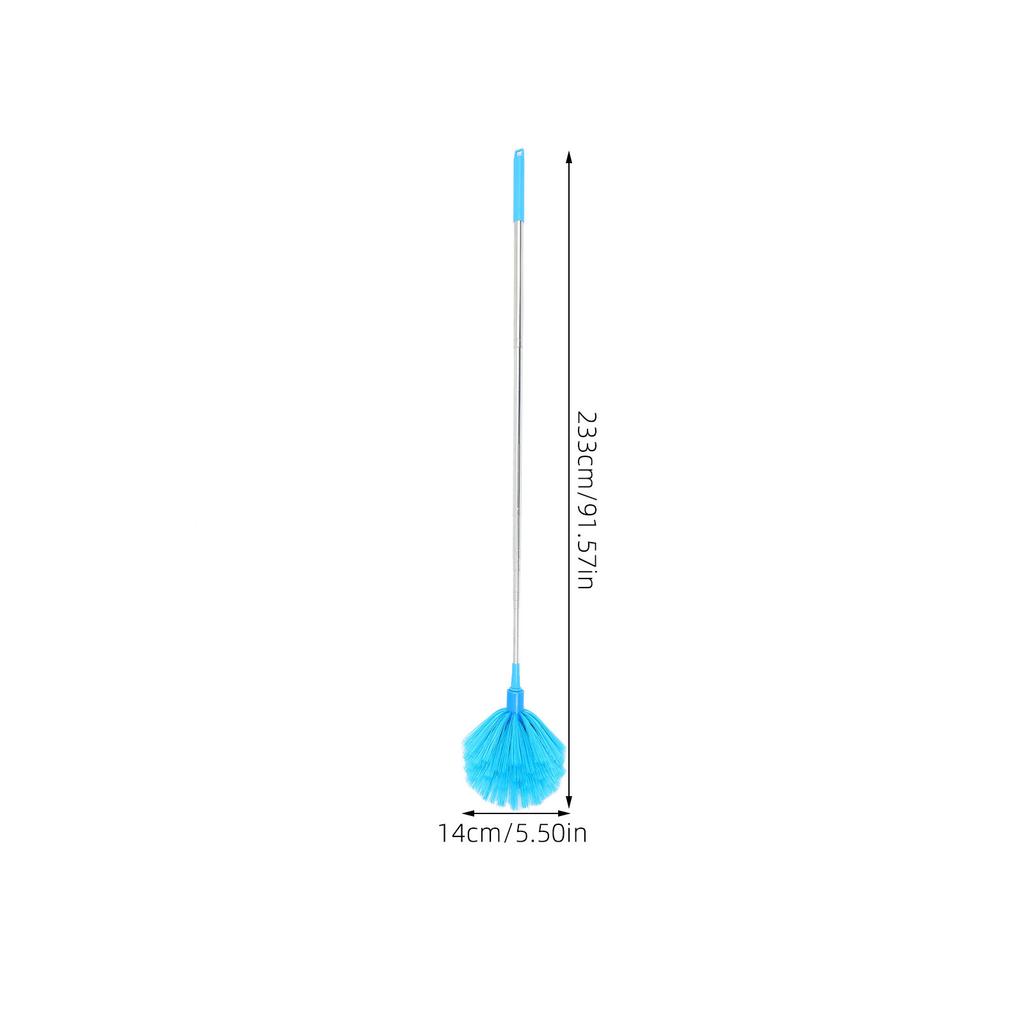 Sky Blue Telescoping Spider Web Cleaning Brush Long Handle Extendable Ceiling Cleaner Cobweb Duster Reusable Washable Household