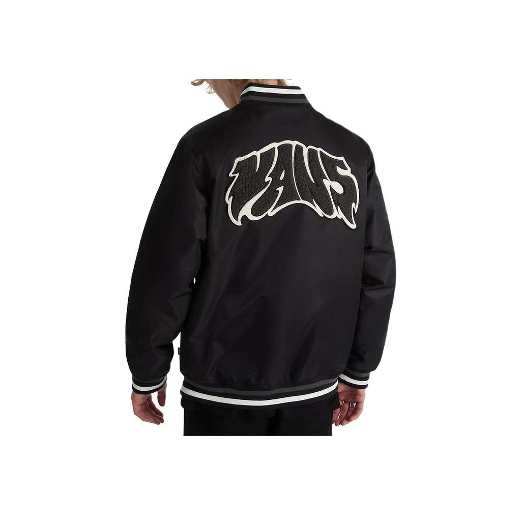 Vans Letter Stripe Single-Breasted Long Sleeve Jacket Unisex Outerwear Black VN000G81BLK