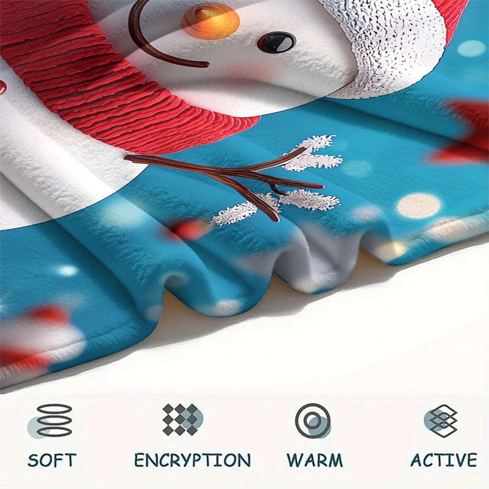 Snowman Print Flannel Blanket, High Quality Comfortable for All Seasons, Home Decor, Warmth and Comfort, Perfect for Christmas Gifts