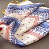 Border floral small square scarf high-end print imitation silk scarf shawl square scarf neck scarf headscarf scarf for women