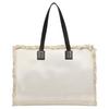 Bally Letter Logo Fringe Trim Black Striped Canvas And Leather Tote Bag Women tote bags Beige 6302813