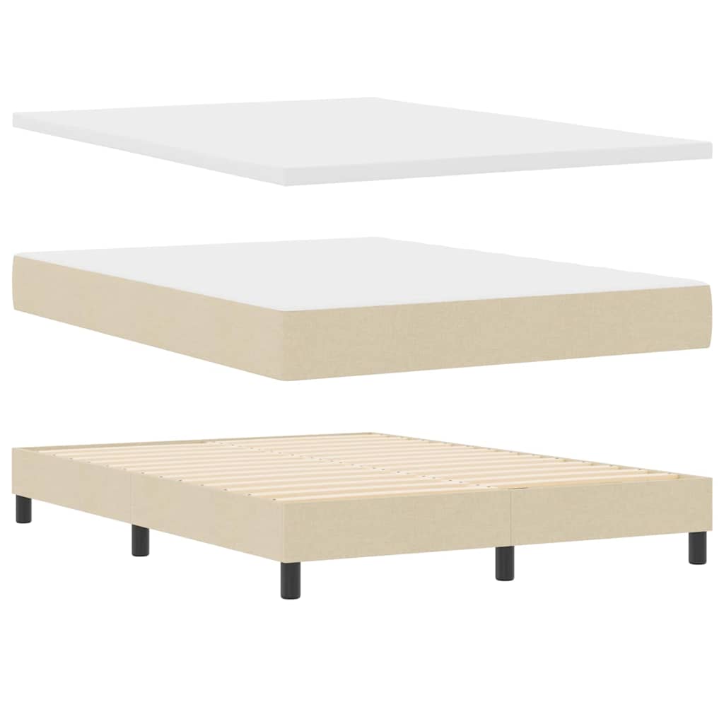 Box Spring Bed with Pillow and Headboard Cream 160 x 200 cm Fabric