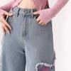 Spring Ladies New Light Color Straight Wide Leg Butterfly Jeans