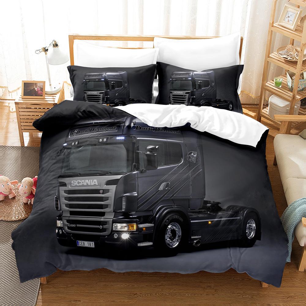 Digital Printing Three-Piece Cartoon Heavy Duty Truck Three-Piece Bedding