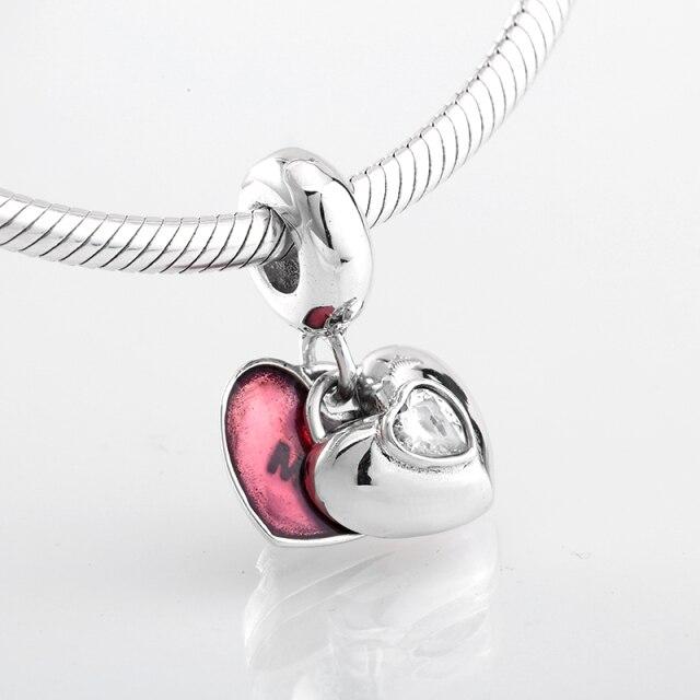 Voguish Stylish Sterling Color Dramatic White Enamel Heart Golden Beads Fit Original Charm Wrist Bracelet Jewelry MakingFashion Charm