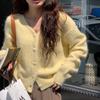 Autumn Winter Women's Knitted Cardigan Women V-Neck Short Solid Sweater Coat Korean Simple Casual Long Sleeve Tops