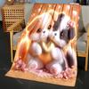 Two Cute Puppies Holding Love Heart Blanket Flannel Material Soft Warm for All Seasons Home Outdoor Camping Picnics Luxury Gifts
