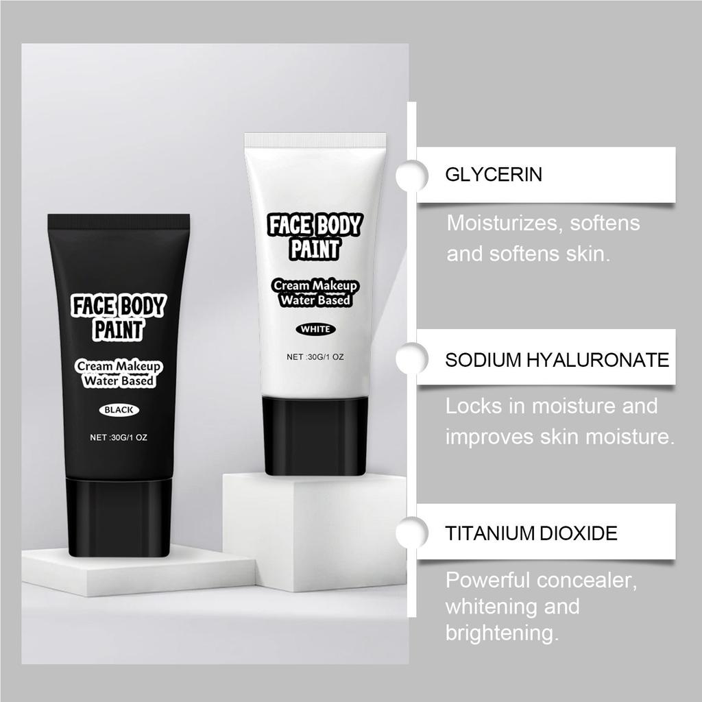 Halloween Blacks And Whites Foundation Make-Up Paint Cream Easy To Cover Skin Color Clown Makeup Effect Foundation Make-Up Paint Cream