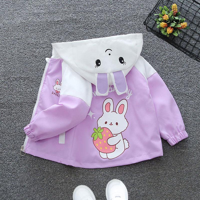 Adorable Rabbit - Patterned Casual Jackets with Ear - Shaped Hoods: Ideal for 3 - 10 - Year - Old Girls In Spring & Autumn
