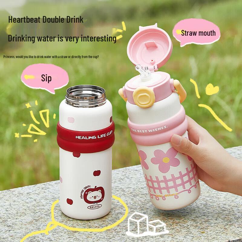 RELEA 550ML 316L Stainless Steel Insulated Sippy Straw Mug