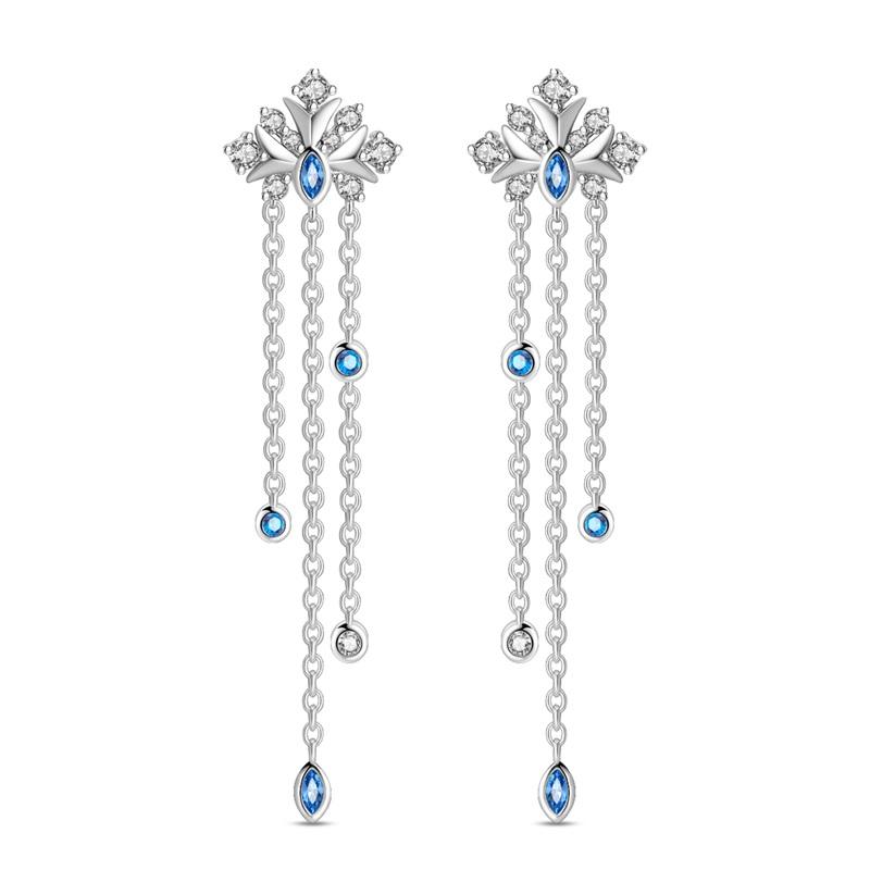 925 Silver Blue Zircon Dreamcatcher Feather Star Moon Cute Claw Hoop Earrings For Women Fine Birthday Jewelry Gifts