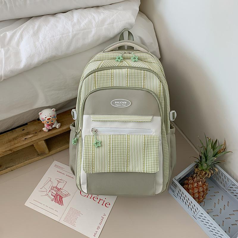 Schoolbag Junior High School Student Schoolbag Female Plaid Versatile High-value College Student Large-capacity High School Student Backpack Primary