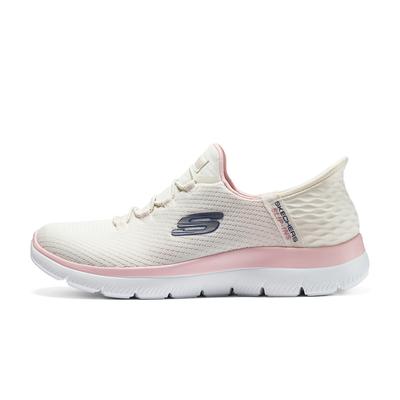 Summits Slip-Ins Mesh Fabric Round Toe Lace-Up Comfortable Fashion Durable Low-Top Casual Shoes Women Sneaker Pink White 150123-NTPK