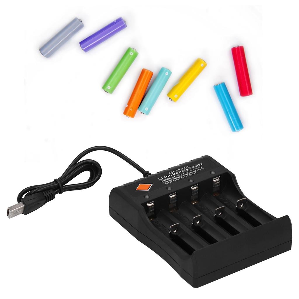 Akkuladegerät DC4.2V 4 Schacht Wiederaufladbare Bucht mit USB-Kabel Passend für 3.7V Liion