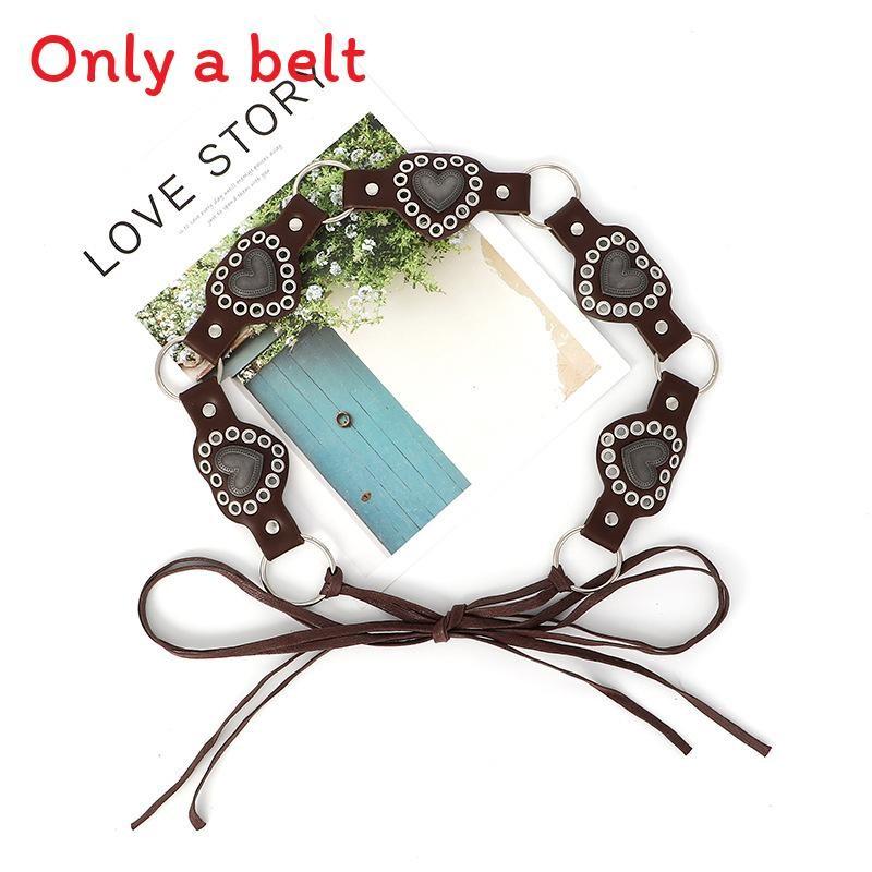 Rivet Retro Metal Buckle Leather Splicing Waist Belt Bohemian Style For Trendy