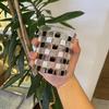 Hand-Painted Black & White Plaid Glass Cup for Beverages