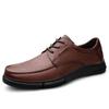 Men's Large Size Leather Business Shoes - Soft Sole, Non-Slip, Lace-Up, Ideal for Middle-Aged and Elderly.