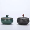European Ceramic Ashtray with Lid Kiln Glazed Desktop Ashtray Retro Ashtray Ornaments Creative Home Anti-fly Ash Storage Box