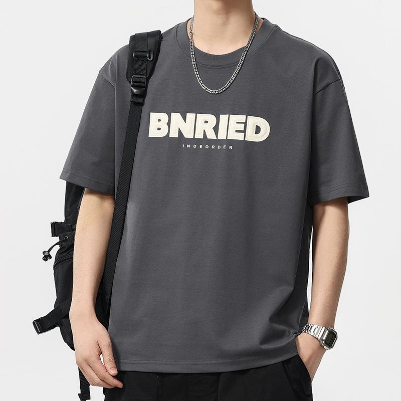 

Новая летняя мужская футболка с круглым вырезом, с коротким рукавом, тонкая, повседневная, молодежная, с рукавом до локтя 4XL серый