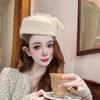 Black Stewardess Hat French Temperament Mesh Lace Woolen Hat British Berets For Women