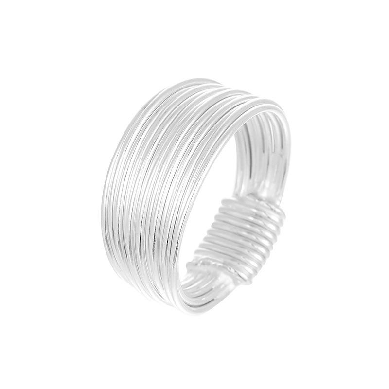 Cui Yan S925 Sterling Silver Multi-layer Korean Line Ring - Women's European American Fashion Simple Band