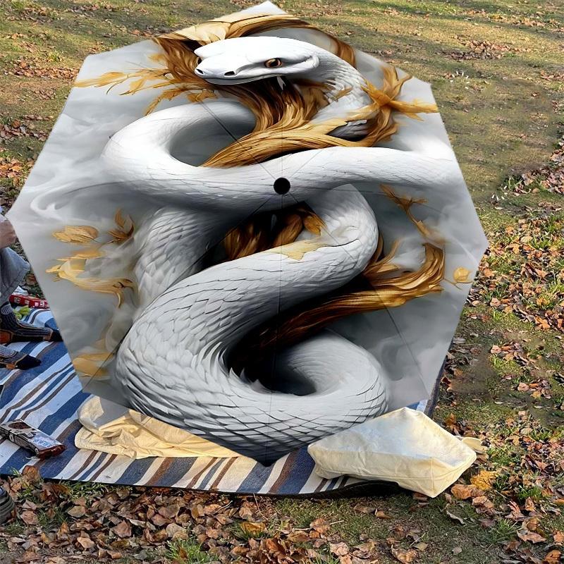 1PC Snake Leaf Umbrella-8-Rib Reinforced Portable Folding Travel Suitable for All Seasons Outdoor Daily Use-J370