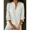 2026 European & American Women's V-neck Striped Long Sleeve Casual Shirt for Spring/Summer