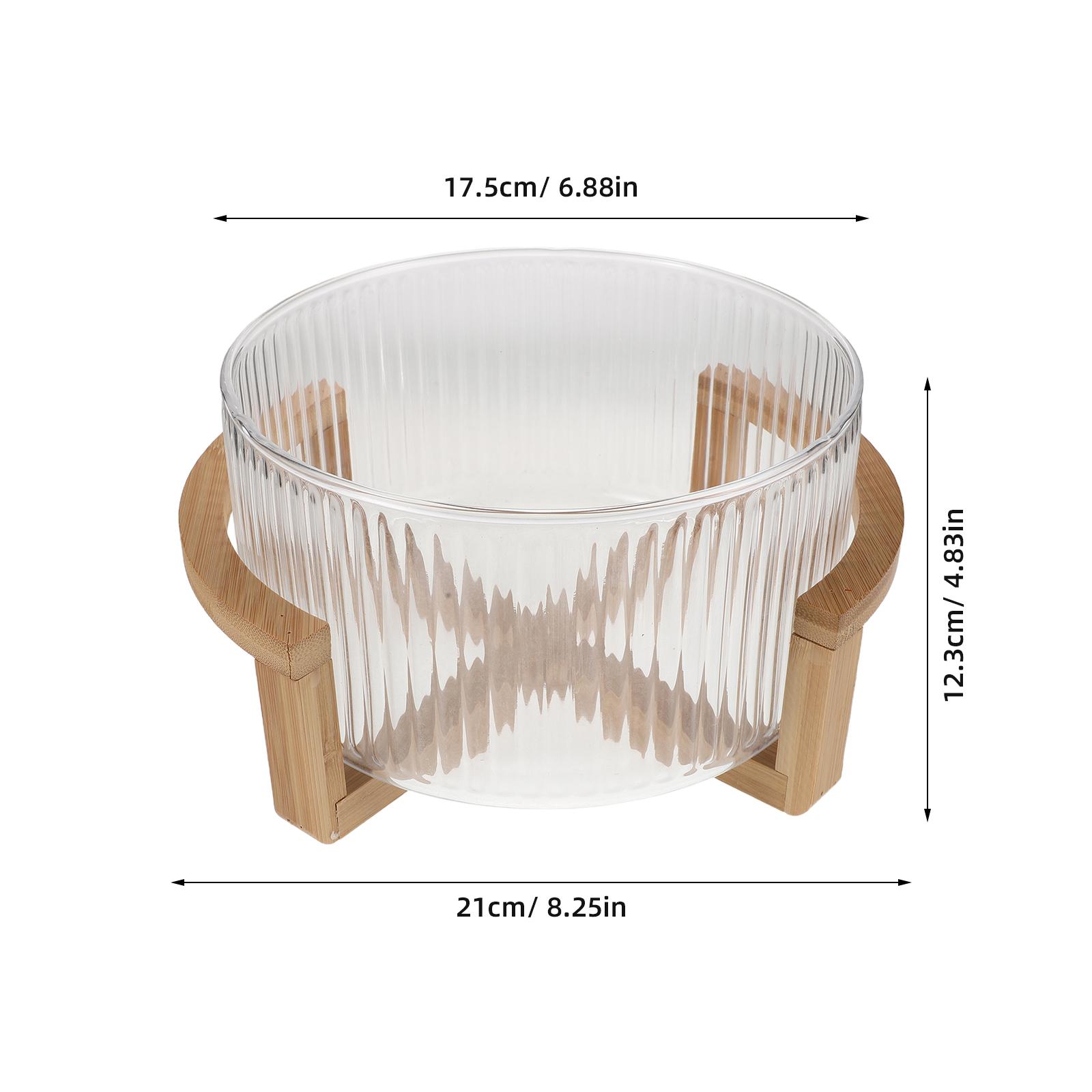 

Glass Salad Bowl 1.8L Clear Vertical Striped Fruit Plate Decorative Serving Bowl for Kitchen Counter Fruit Dessert Snack