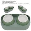 Ceramic Pet Bowl Set Food Grade Anti   Double Food Water Bowls for Cats Dogs Kittens and Puppies(Green [Cheongsam Meow] Green Background )
