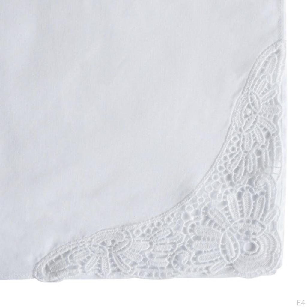 12 Pcs White Wedding Handkerchiefs 13.78 Inch Embroidery DIY Soft Classic Ladies Hanky