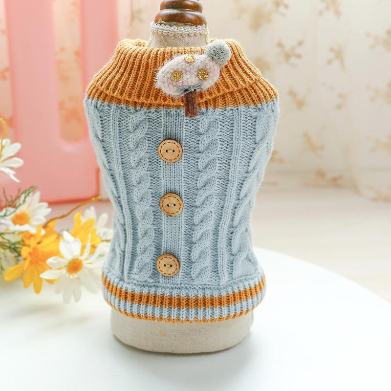 Dog Pet Clothes Cat Classic Knited High Collar Sweater  Sweet Colorful Pet Winter Warm Clothes Puppy Kitty Two-legged Clothing