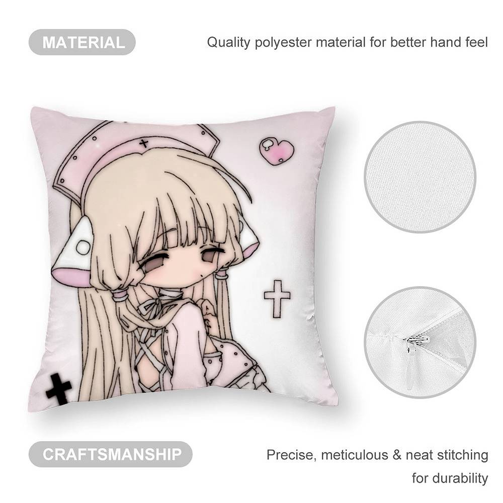 C- Chobits canvas Söt Anime Kuddfodral Plyschtyg Mjukt Kuddfodral Dubbelsidigt Tryck Kuddfodral Hushållspresenter