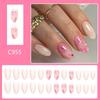 Press On Nail Short Almond Fake Nail French Full Cover Acrylic False Nail Flower Design Fake Nail for Women and Girls