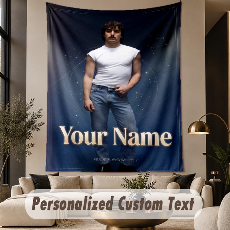 Tapeçaria com Estampa de Texto Personalizado Padrão Benson Boone Grande Pendurado na Parede Decoração de Quarto Interno