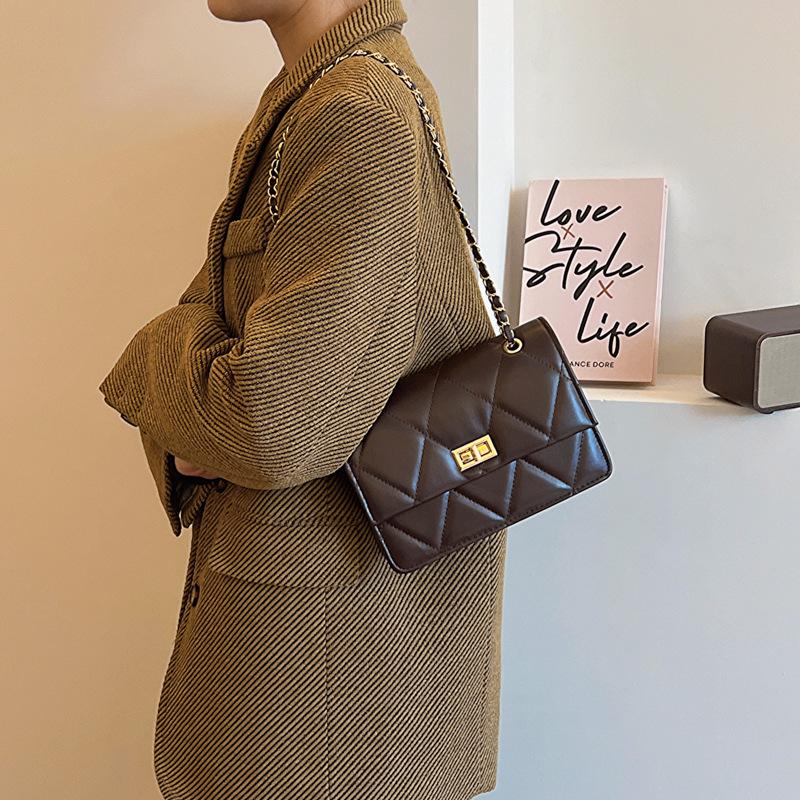 Trendige karierte Ketten-Schultertasche - Stilvolle Umhängetasche für tägliche Ausflüge und Pendelfahrten