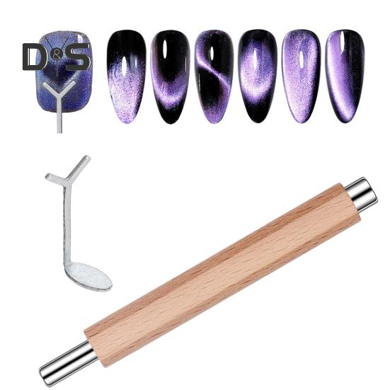 Baguette Aimantée Double Tête Forme Y Fil de Fer Set d'Outils de Manucure Facile à Utiliser Portable Bois Aimant Cylindrique Fort Kit Barre