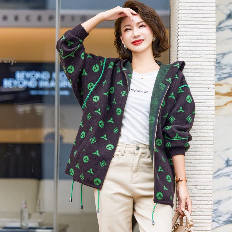 JIANHU Mid-Aged Women s Casual Hooded Jacket L