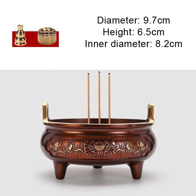

Double Ears Incense Burner, Lotus Pattern, Indoor Sandalwood, Household, Living Room, Retro, Tea Ceremony, 1Pc