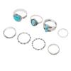 8pcs Turquoise Knuckle Ring Set Women Girls Bohemian Retro Stackable Finger Joint Rings Jewelry Accessory ZT250