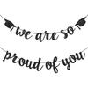 Graduation Decorations 2026, Black Glitter Congrats Grad Banner - We Are So Proud of You Congratulation Banner, Graduation Decorations Class Fo 2026