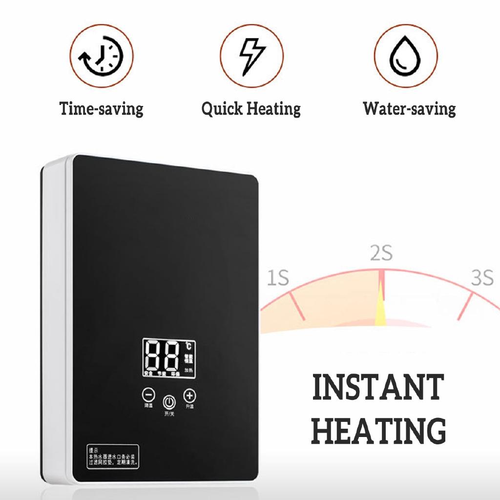 Mini Instant Water Heater Home Use Quick Heaters 220V LCD Display Touch Temperature Control Constant Temperature 6KW